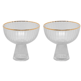 Jogo 2 Taças para Sobremesa Cristal com Fio de Ouro 200ml Lines - Ela Decora