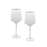 Jogo 2 Taças para Vinho em Cristal de Chumbo com Borda Dourada 600ml - Ela Decora