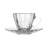 Jogo 2 Xícaras de Café com Pires Radial em Cristal Fio de Ouro 70ml - Ela Decora
