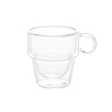 Jogo 2 Xícaras de Café Empilhável Parede Dupla Vidro Borossilicato 90ml - Ela Decora