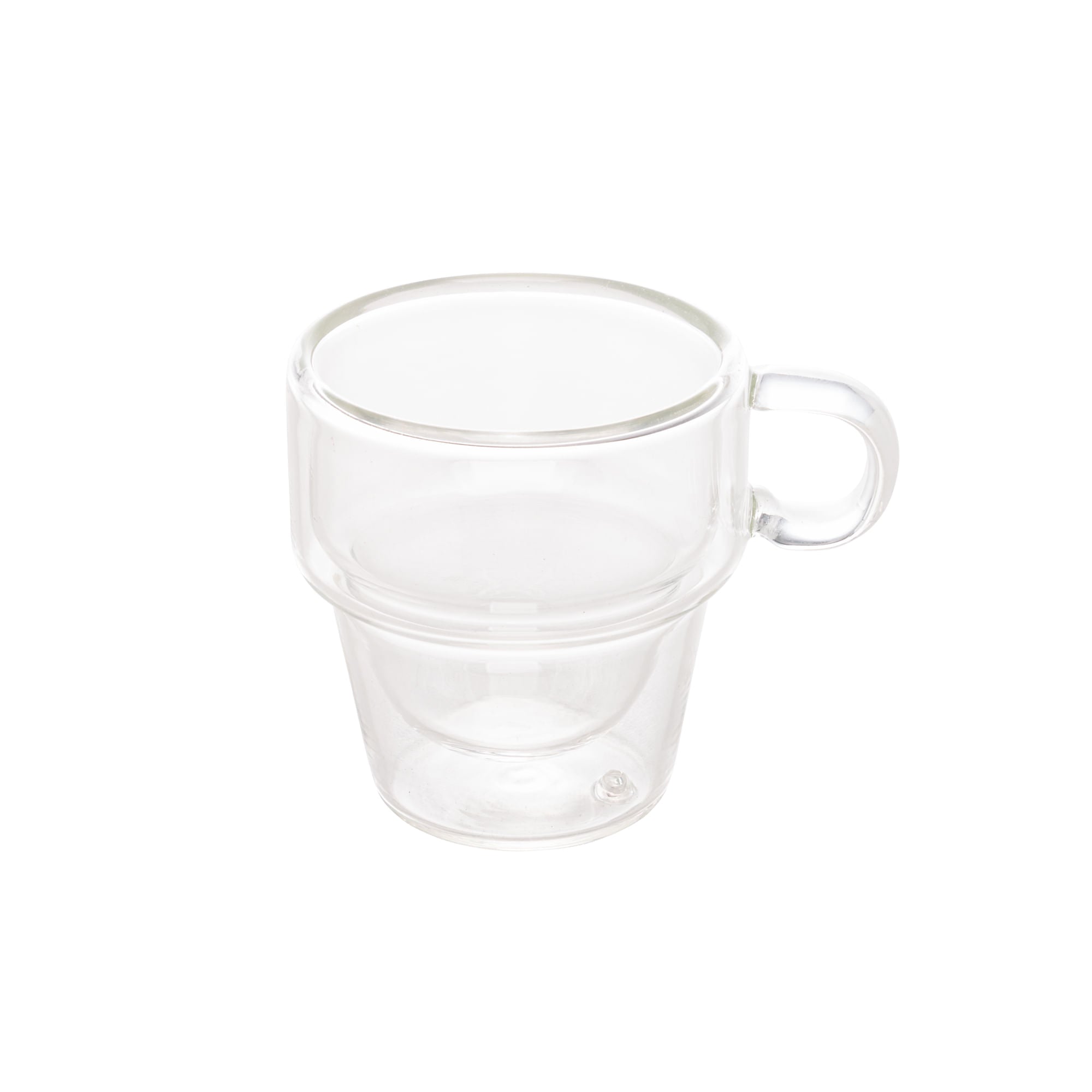 Jogo 2 Xícaras de Café Empilhável Parede Dupla Vidro Borossilicato 90ml - Ela Decora