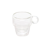 Jogo 2 Xícaras de Café Empilhável Parede Dupla Vidro Borossilicato 90ml - Ela Decora
