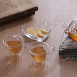 Jogo 2 Xícaras de Café Parede Dupla Coração 230ml - Ela Decora