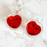 Jogo 2 Xícaras de Café Parede Dupla Coração 230ml - Ela Decora