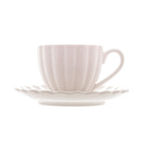 Jogo 2 Xicaras de Café Porcelana com Pires Petala Branco 90ml - Ela Decora