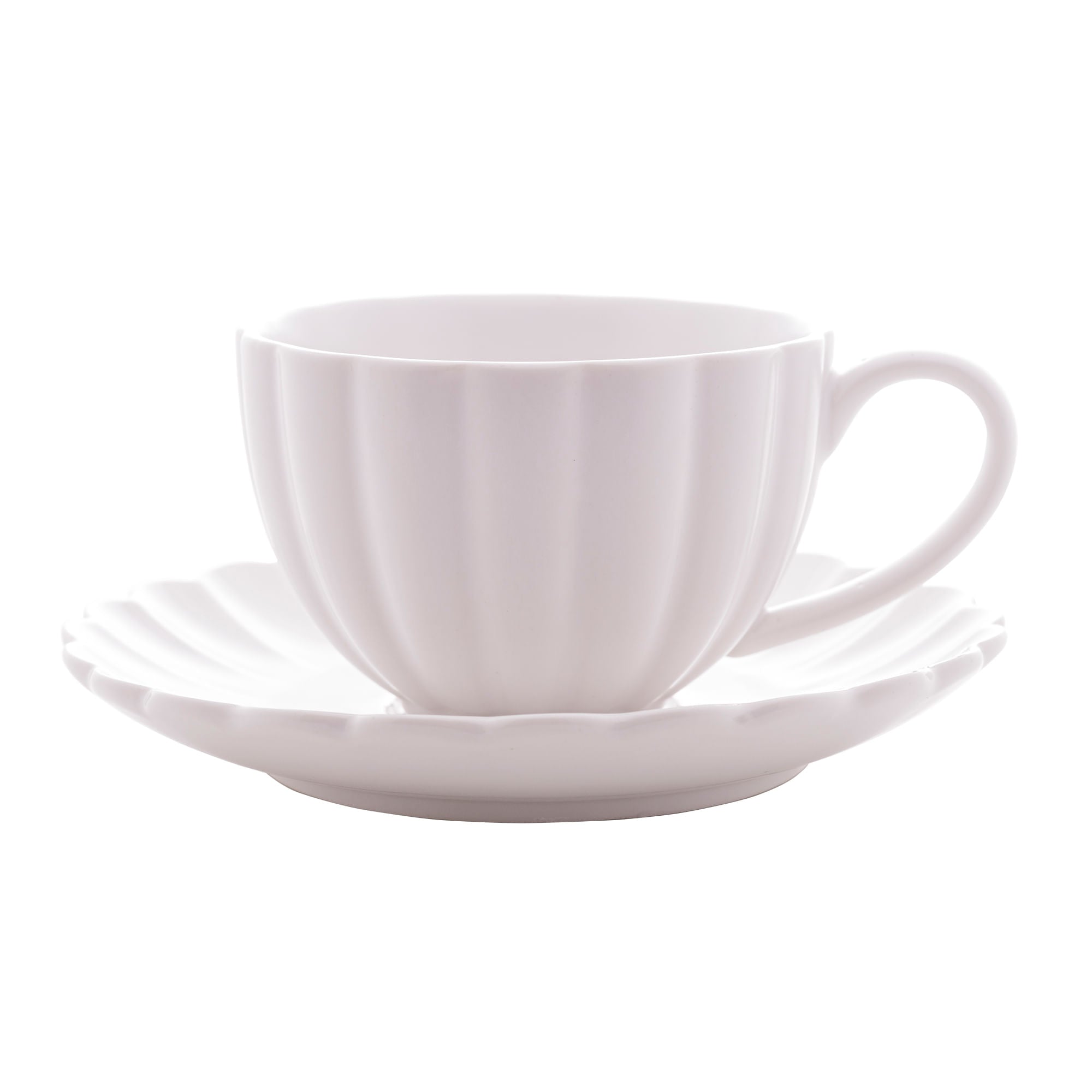 Jogo 2 Xicaras de Chá Porcelana com Pires Petala Branco 160ml - Ela Decora