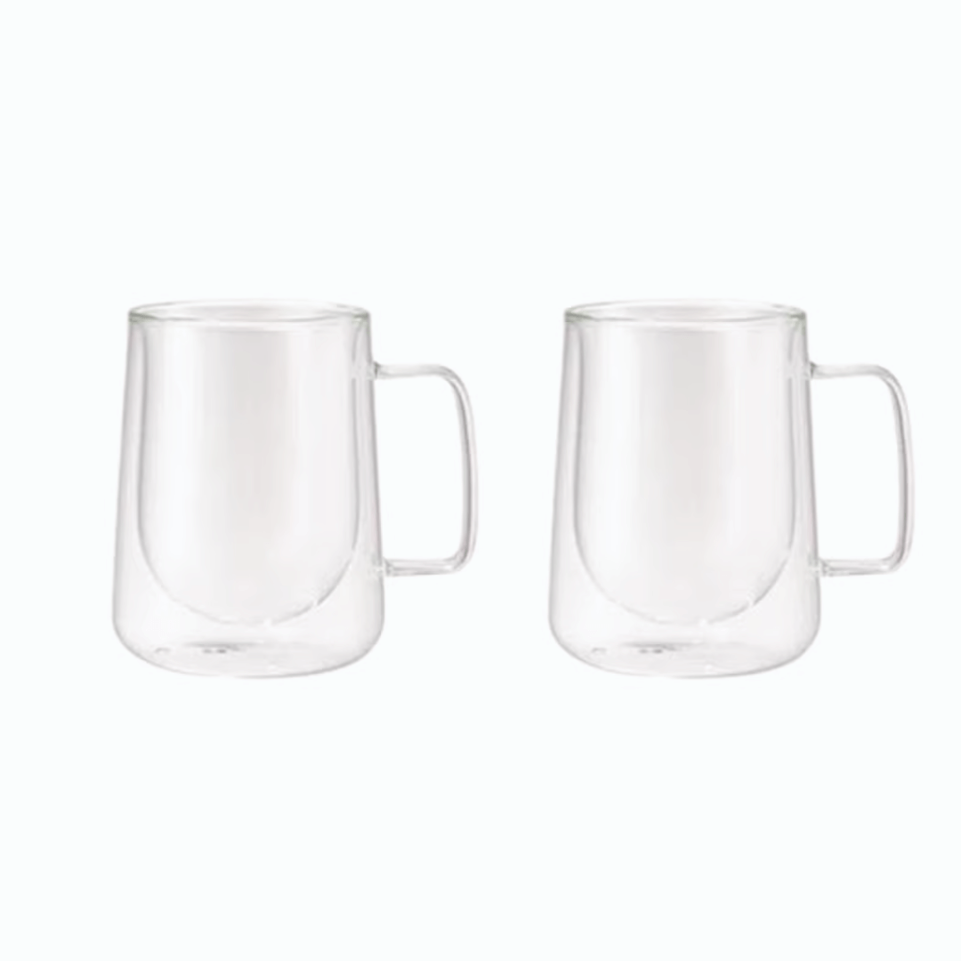 Jogo 2 Xícaras para Café Parede Dupla Vidro Borossilicato 300ml - Ela Decora