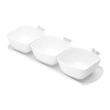 Jogo 3 Petisqueiras Porcelana com Bandeja e Colher Birds Branca 36cm - Ela Decora