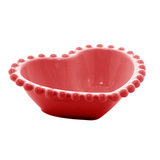 Jogo 4 Bowls em Porcelana Coração Beads Vermelho 13cm - Ela Decora