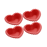 Jogo 4 Bowls em Porcelana Coração Beads Vermelho 13cm - Ela Decora