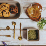 Jogo 4 Colheres para Chá Flores Aço Inox Dourado - Ela Decora