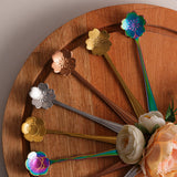 Jogo 4 Colheres Para Chá Flores Aço Inox Rose Gold - Ela Decora