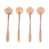 Jogo 4 Colheres Para Chá Flores Aço Inox Rose Gold - Ela Decora