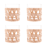Jogo 4 Copos Baixos de Vidro com Sisal 320ml - Ela Decora
