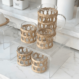 Jogo 4 Copos Baixos de Vidro com Sisal 320ml - Ela Decora