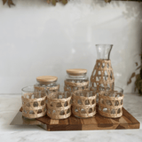 Jogo 4 Copos Baixos de Vidro com Sisal 320ml - Ela Decora