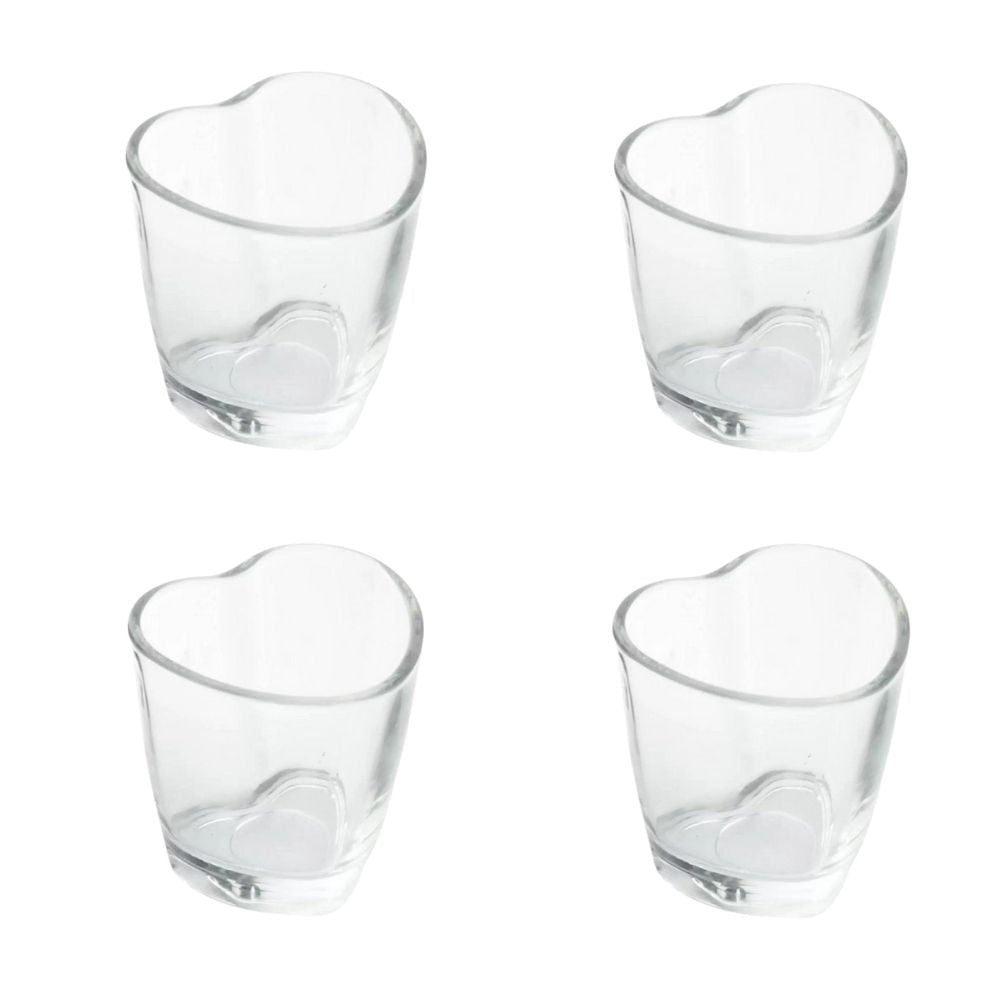 Jogo 4 Copos Para Shot Licor de Vidro Coração 50ml - Ela Decora