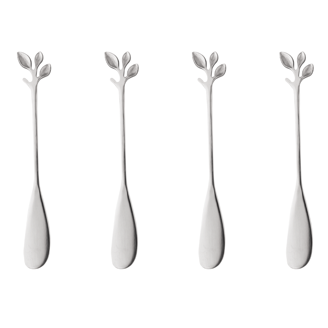 Jogo 4 Espátulas Leaves em Aço Inox Cromado 14cm - Ela Decora