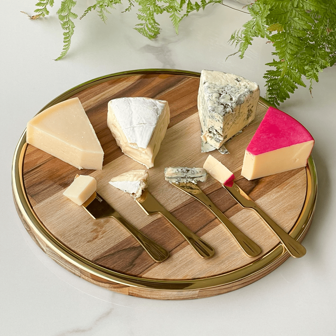 Jogo 4 Facas para Queijo Aço Inox Positano Dourado - Ela Decora