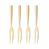 Jogo 4 Garfos para Aperitivo Aço Inox Dourado - Ela Decora