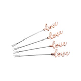 Jogo 4 Palitos para Petisco Love Zamac Rose Gold - Ela Decora