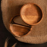 Jogo 4 Porta Copos Madeira Teca 11cm - Ela Decora