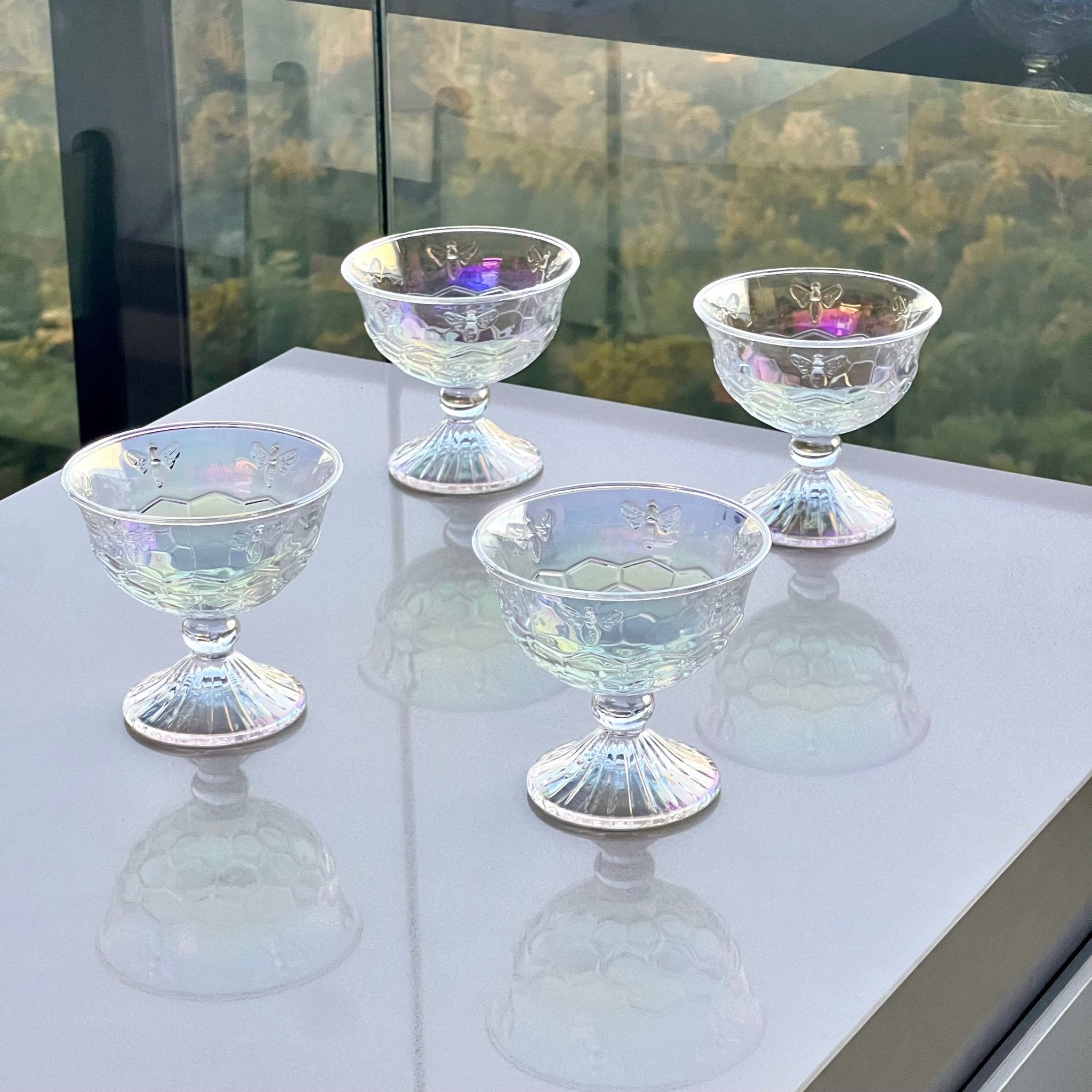 Jogo 4 Taças para Sobremesa Rainbow Bee 200ml - Ela Decora