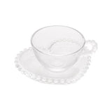 Jogo 4 Xícaras Chá Cristal de Chumbo Com Pires Coração Pearl 180ml - Ela Decora