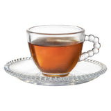 Jogo 4 Xícaras com Pires para Chá em Cristal 200ml - Ela Decora