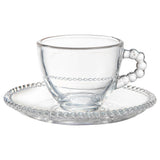 Jogo 4 Xícaras com Pires para Chá em Cristal 200ml - Ela Decora