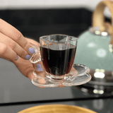 Jogo 4 Xicaras de Café com Pires de Vidro Butterfly 80ml - Ela Decora