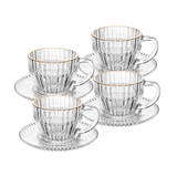 Jogo 4 Xícaras de Café em Cristal Imperatriz Fio de Ouro 110ml - Ela Decora