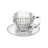 Jogo 4 Xícaras de Café em Cristal Imperatriz Fio de Ouro 110ml - Ela Decora