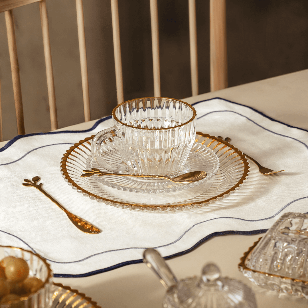 Jogo 4 Xícaras de Café em Cristal Imperatriz Fio de Ouro 110ml - Ela Decora