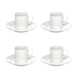 Jogo 4 Xícaras de Café Porcelana Royal Branco e Borda Dourada 90ml 4 Peças - Ela Decora