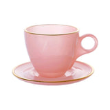 Jogo 4 Xicaras de Chá com Pires Fio de Ouro em Cristal Rosa 170ml - Ela Decora