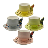 Jogo 4 Xícaras para Café Papilon New Bone com Borda Dourada 80Ml - Ela Decora