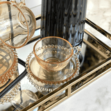 Jogo 4 Xicaras para Chá em Cristal com Pires Pearl Âmbar 180ml - Ela Decora