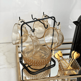 Jogo 4 Xicaras para Chá em Cristal com Pires Pearl Âmbar 180ml - Ela Decora