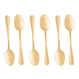 Jogo 6 Colheres de Chá Positano Dourado 13cm - Ela Decora
