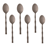 Jogo 6 Colheres para Chá Estilo Bambu Aço Inox Elegant Preto Ônix 12,5 cm - Ela Decora