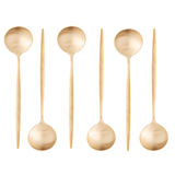 Jogo 6 Colheres para Mesa Opera Aço Inox Dourado 21cm - Ela Decora