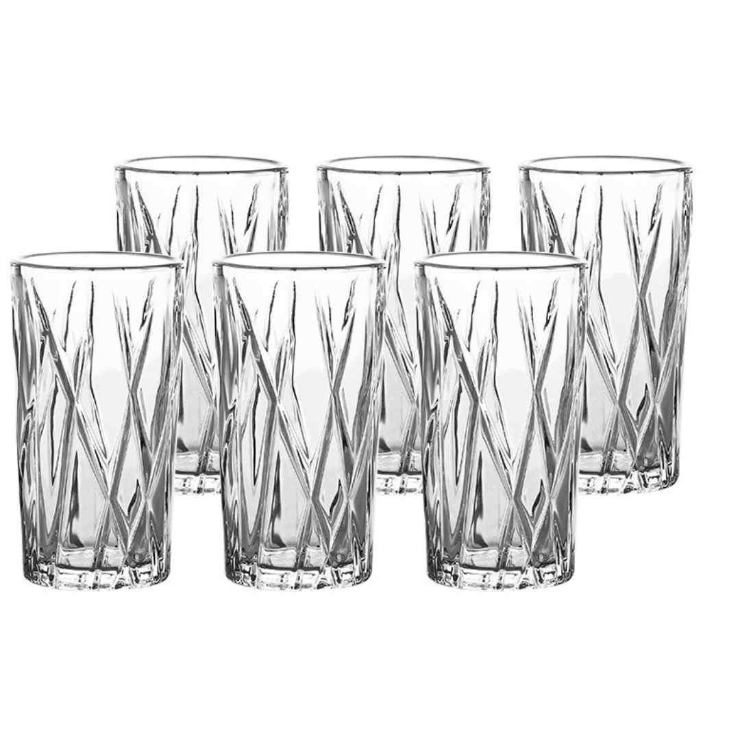 Jogo 6 Copos Altos Santorin em Vidro 260ml - Ela Decora