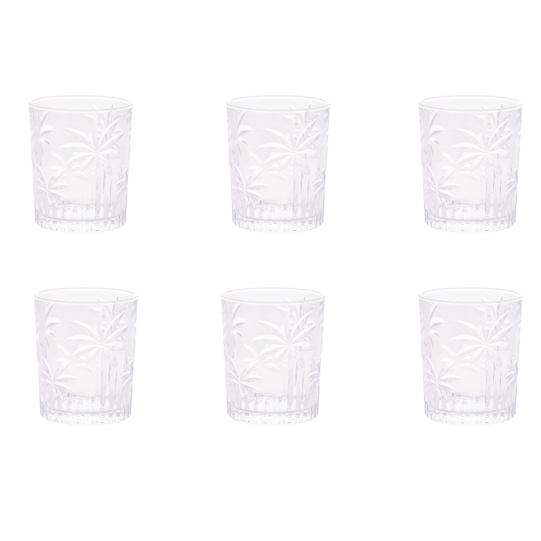 Jogo 6 Copos Baixos Palm Tree Cristal de Chumbo 340ml - Ela Decora