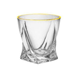 Jogo 6 Copos Baixos Whisky em Cristal com Borda Dourada 300ml - Ela Decora