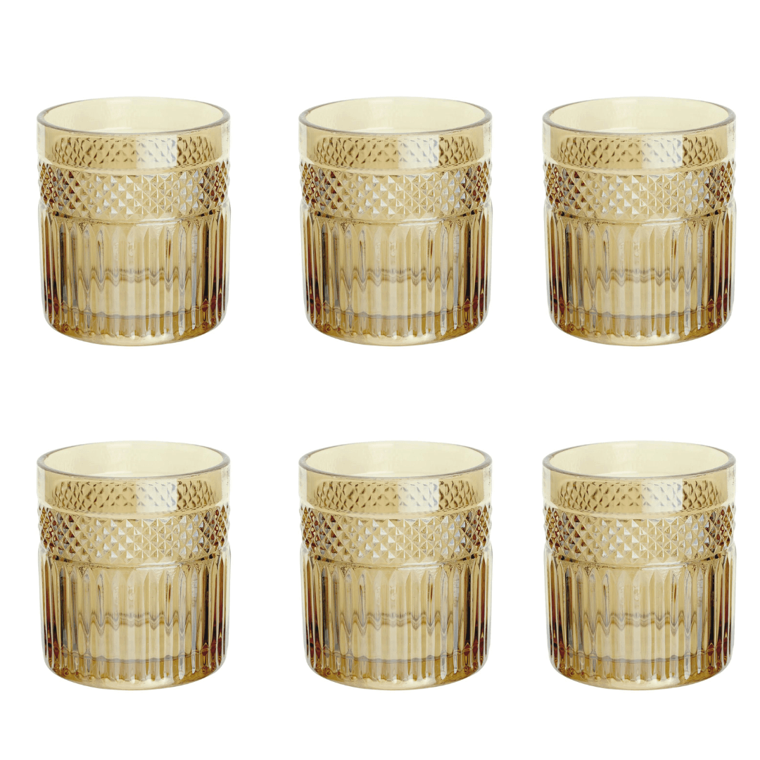Jogo 6 Copos Baixos Whisky Palace em Vidro Âmbar Luster 330ml - Ela Decora