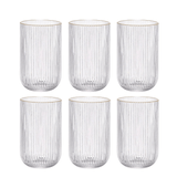 Jogo 6 Copos Cameratta em Vidro com Borda Dourada 425ml - Ela Decora