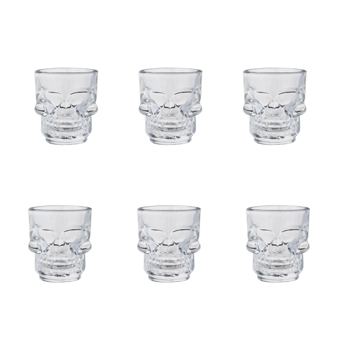 Jogo 6 Copos para Shot em Vidro Skull Mug 50ml - Ela Decora
