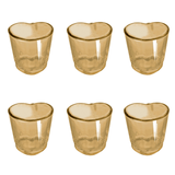 Jogo 6 Copos para Shot Licor de Vidro Coração Âmbar 45ml - Ela Decora