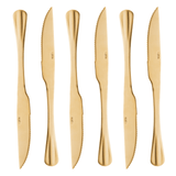 Jogo 6 Facas Churrasco Positano Dourado 23cm - Ela Decora